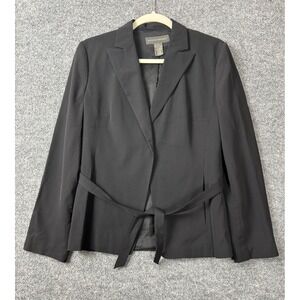 Banana Republic Blazer Jacket Women's Size M Black Wool Blend Belted Preppy